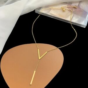 Gold V Tassel Necklace